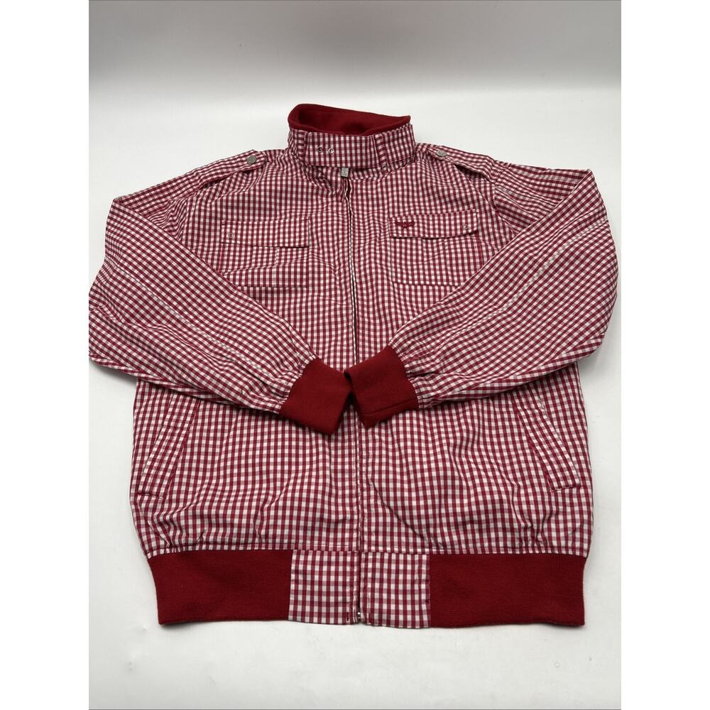 Basic Code Men's Jacket Size XL RED WHITE Check Full Zip y_2K STREET STYLE
